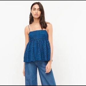 Jcrew eyelet seaport blue top